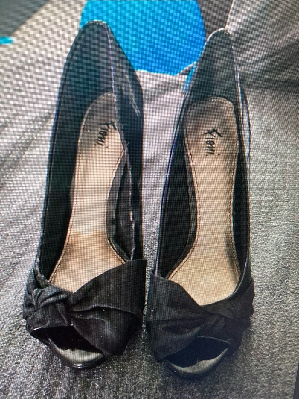 Fioni Black Peep-Toe Knot Heels